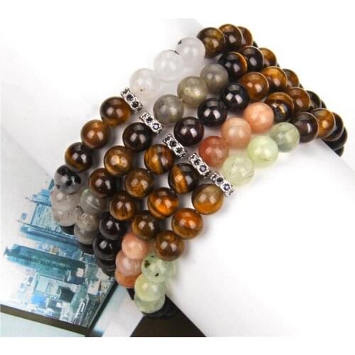 Tiger Eye Bracelets For Men Women Prehnites Labradorite Quartzs Rutilated Suntone Garnet Natural Stone Bracelet Fashion Jewelry