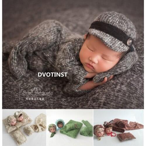 Dvotinst Newborn Photography Props Baby Outfits Hat Wrap Backgound Balnket Set Studio Shoots Fotografia Accessories Photo Props