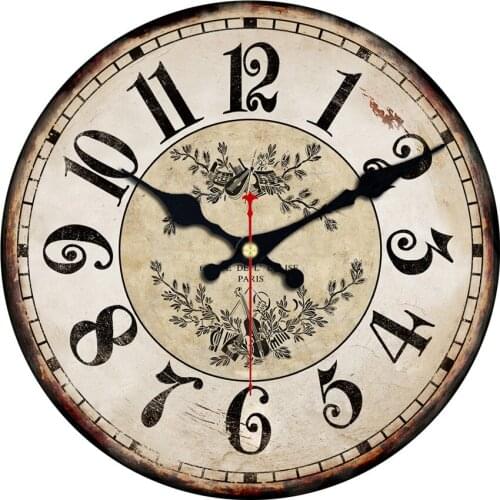 France Vintage Grand Large Wall Clock Crown,Silent Living Room Wall Decor Watch Wall,Gift Quiet Wooden Round Clocks