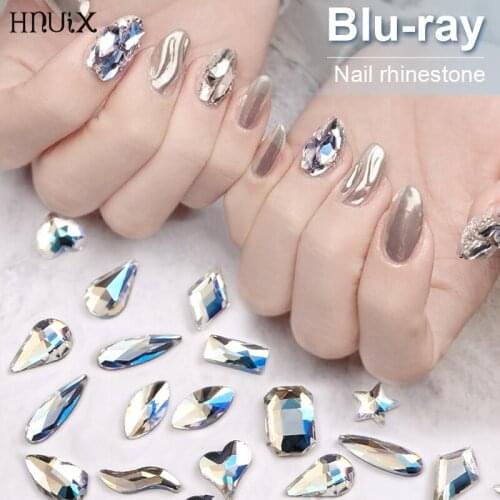 HNUIX 30pc/Box Crystals Blueshine Nail Art Rhinestones Stone Strass Glass For 3D Nails Art Decorations Supplies Manicure Jewelry