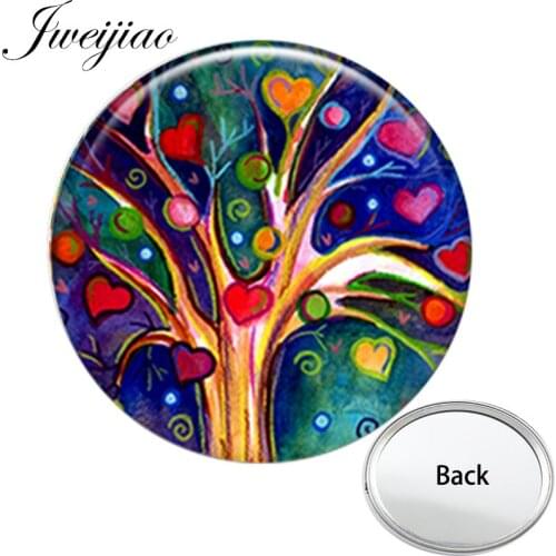 JWEIJIAO Art Photo Tree Nature Plant One Side Mini Pocket Mirror Portable Makeup Vanity Hand Travel Purse Mirror