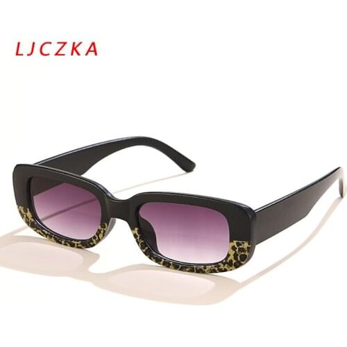 Small Rectangle Womens Sunglasses New Vintage Leopard Eyewear Female Luxury Brand Travel Gradient Clear Glasses Oculos De Sol