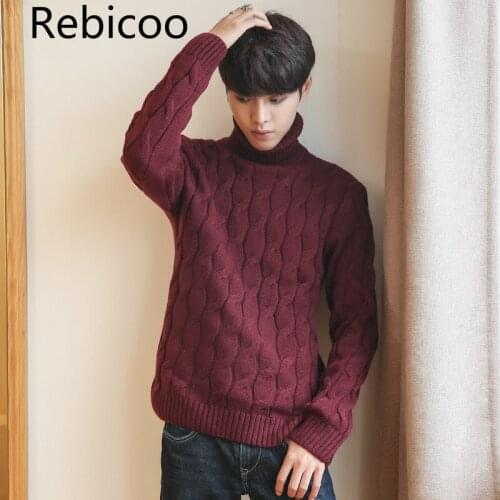 Sweater Plus Size Solid Turtleneck Knitted Thicker Winter Sweaters Men Korean Style Warm Mens Soft Pullovers Large Students