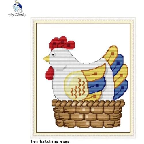 Hen hatching egg cartoon animal pattern cross stitch kit 11CT14CT count canvas embroidery cross stitch set DIY needlework crafts