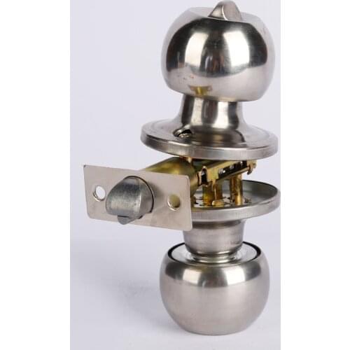 Stainless Steel Round Ball Door Knob Set Knob Handle Handle Lock With Key for 25mm-45mm Door Hardware Sliver for Bathroom