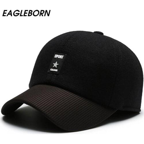 New Winter Men Baseball Cap Winter Leisure Dad Hat Outdoor Warm Thick Hat Ear Protection Windproof Baseball Cap for Men Caps