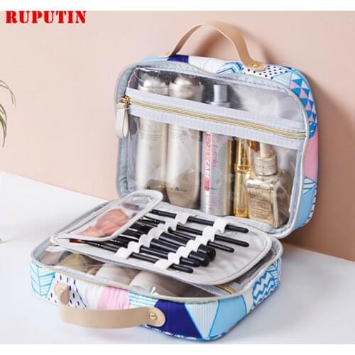 New Womens Portable Cosmetic Bags Professional Beauty Travel Makeup Organizer High Capacity Make Up Bag Toiletry Cosmetic Cases