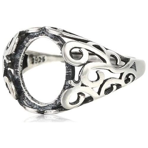 Ring Setting for 10x12mm Oval Cabochons Ring Blank Thai Sterling Silver Adjustable Band Ring Base SR0205