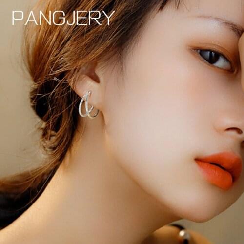PANGJERY Prevent Allergy 925 Sterling Silver Double Layer Earrings for Women Fashion Smooth Twist Winding Party Jewelry Gifts