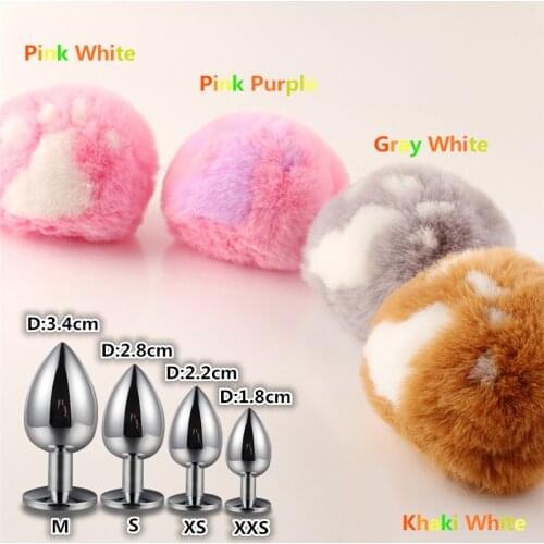 Sexy Cute Bunny Girl Rabbit Cosplay Anal Plug Tail with Cat Paw for Men Women Couples Life Flirting Kawaii Costumes Props