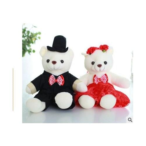 About 30cm wedding dress teddy bears plush toy wedding loves bears soft doll wedding gift , proposal , birthday gift b0858
