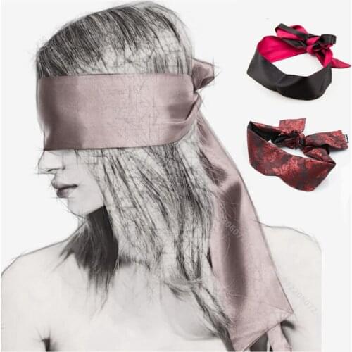Role Play Sex Blindfold Toys of Silk Satin Tie Eye Mask for Women Men Bdsm Handcuffs Wrist Bondage Adult Games Party Nightlife