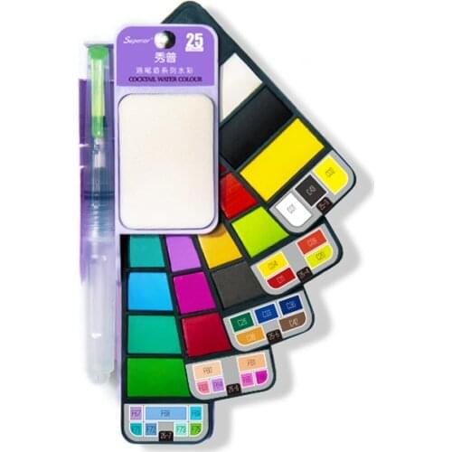 Profession 18/25Colors travel Watercolors Set Portable Pigment Paints With Waterbrush Bright Color For Students Painting Outdoor