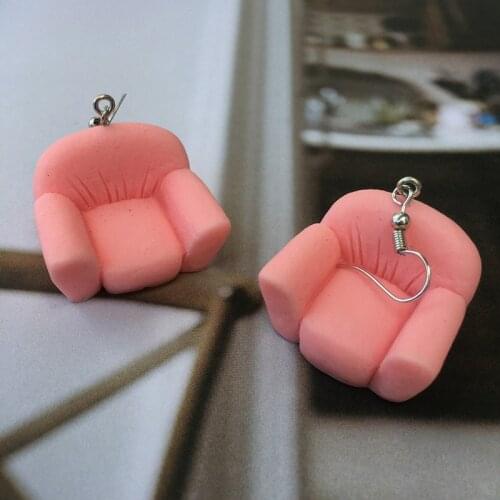 Funny Simulated Furniture Colorful Sofa Earrings Womens Fashion Creative Personality Hand-made DIY Jewelry Gifts