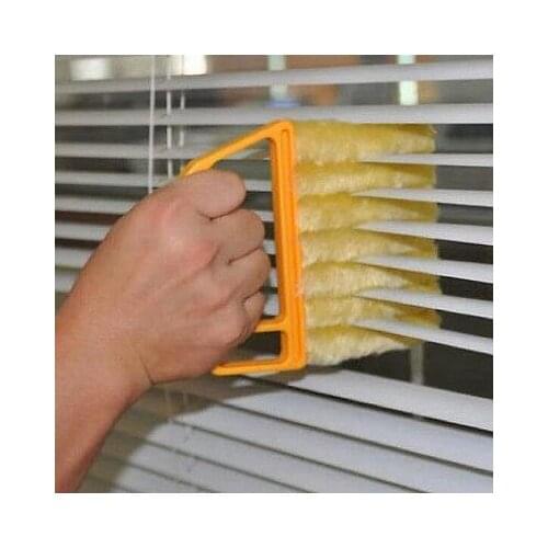 Microfibre Blind Brush Window Duster Cleaning Brushes Cleaner Blind Duster Slats Washable Useful Easy Clean Yellow 14x12cm