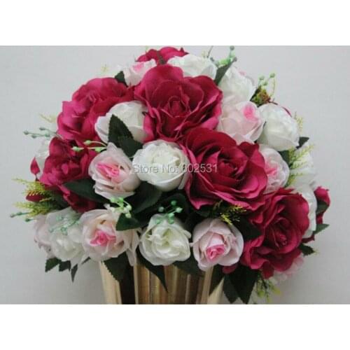 SPR mix ivory & pink & plum style 10pcs/lot wedding road lead artificial wedding table flower center flower ball decoration