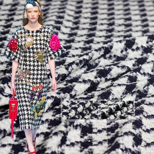 Pearlsilk France Lurex Houndstooth Tweed Fabrics Autumn Jacket Dress Suits Garment Materials The Sewing Cloth Meter Freeshipping