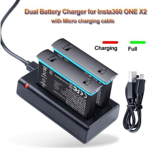Dual Battery Charger for Insta360 ONE X2 Micro/Type-C Port Charger for Insta360 ONE X2 Battery Accessories