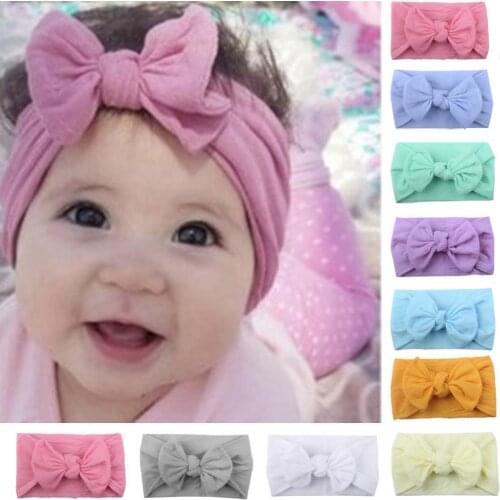 1Pc New Baby Headband For Girls Soft Elastic Knot Turban Nylon Headbands Head Wrap Newborn Bow Hairband Toddler Hair Accessories