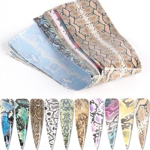 10pcs Leopard Print Flowers Leaf Nail Foil Stickers Nail Art Transfer Foil Set Holographic Design Decoration Manicure