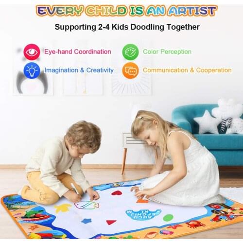 100*70cm Water Drawing Mat with 4 Pen Painting Drawing Board for 2~4 kids together painting Kids Toys Birthday Best Gift