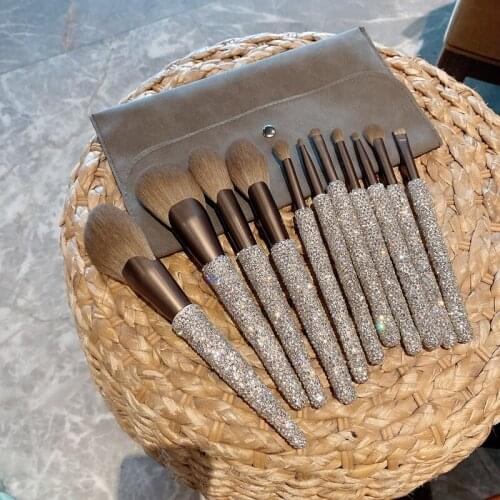 11pcs set professional makeup brushes bling facial makeup foundation eye shadow blush concealer multi-functional cosmetic tools