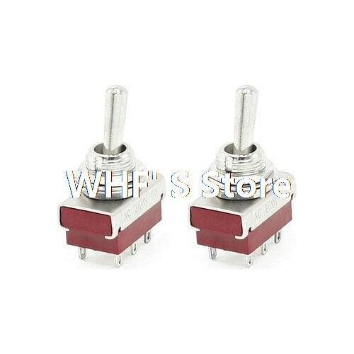 2 Pieces DPDT ON-ON 6 Pin Panel Mounted Toggle Switch 5A AC 250V