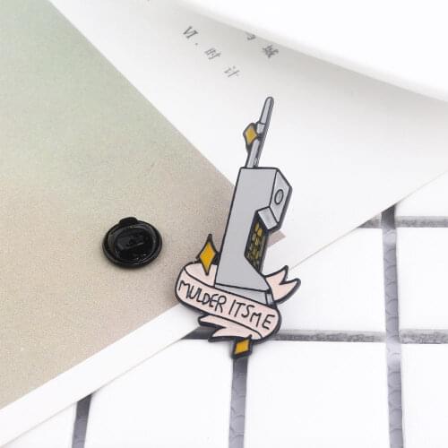 The X-Files Letter Mulder Its Me Phone Enamel Pins Brooch TV show Friends Badges Brooches for Women Kids Jewelry Gift