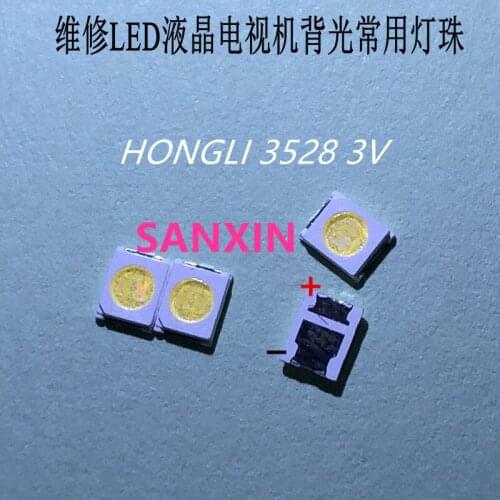 1000PCS/LOT HONGLI TRONIC DOUBLE CHIPS LED Backlight 1210 3528 2835 1W 3V 100LM Cool white LCD Backlight for TV TV Application