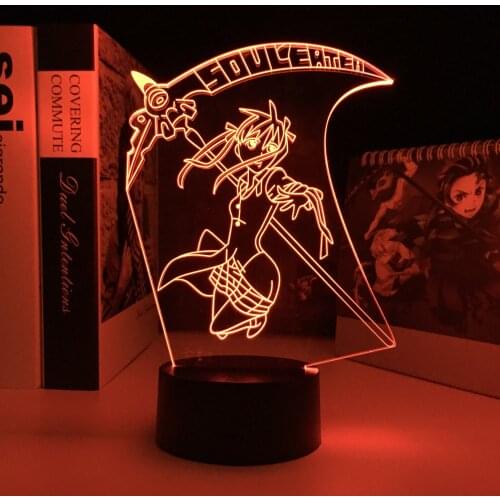 Anime Soul Eater Maka Albarn Figure Kids Led Night Light for Home Decoration Girls Room Bedside Desk Birthday 3d Lamp Gift