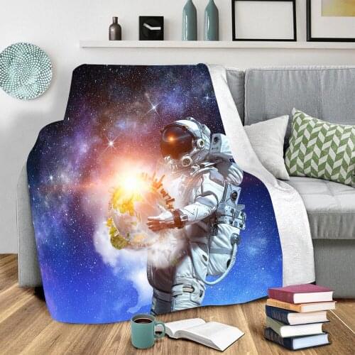 Galaxy Astronaut 3D Printed fleece blanket for Beds Hiking Picnic Thick Quilt Fashionable Bedspread Sherpa Throw Blanket 08