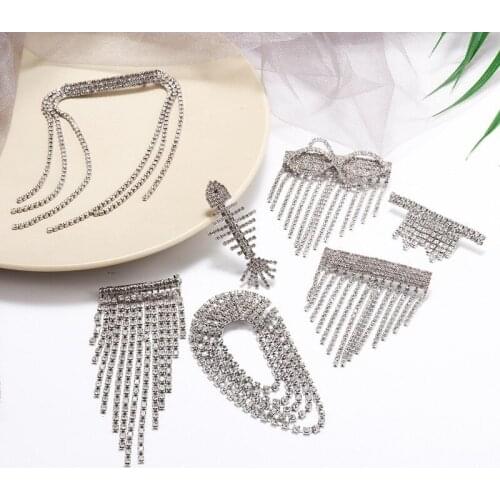 Tassel Rhinestone Brooches Luxury Corsage Bridal Dress Jewelry Full Crystal Chain Bow Fish Brooch Pins for Wedding Banquet Gifts