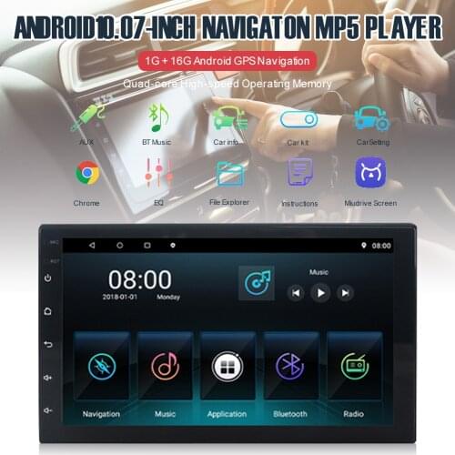 Bluetooth Double Din In-Dash MP5/4/3 Player with GPS 7" Touch Screen Android 10.0 FM Radio Receiver Car Electronics Accessories