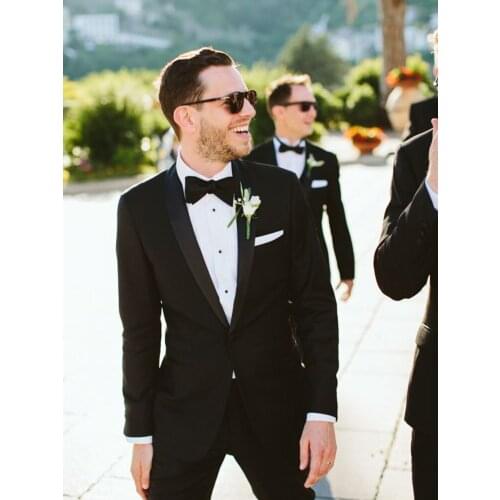 ANNIEBRITNEY Black 2 Piece Slim Fit Men Formal Suit Tailor Made Groom Wedding Tuxedo 2 Piece Prom Wedding Business Men Suit Set