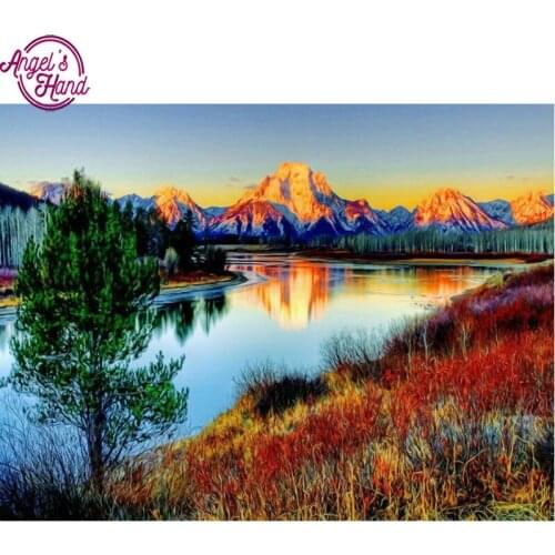 5d diy diamond painting cross stitch kit Diamond embroidery landscape RIVER mountain picture diamond mosaic pattern gift