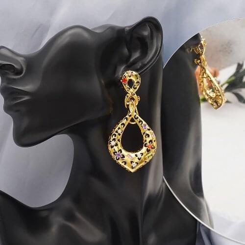 New Gold Metal Large Circle Geometric Round Big Hoop Copper Earrings for Women Girl Wedding Party Jewelry