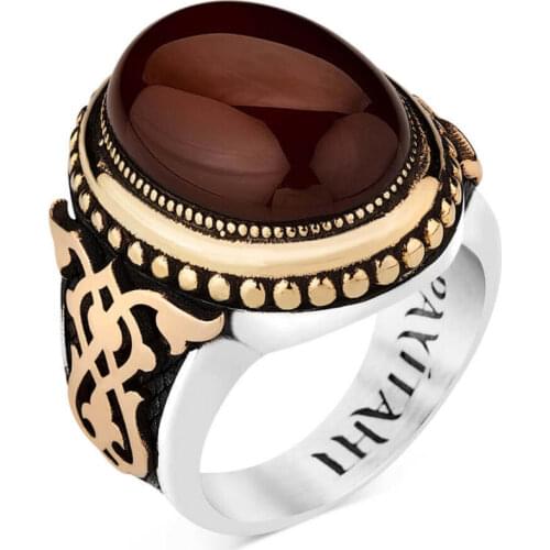 Payitaht Abdulhamid Aqeeq Agate Onyx 925 Sterling Silver Tahsin Pasha Bashaw Admiral General Rings Men Jewelry Plain Turkish