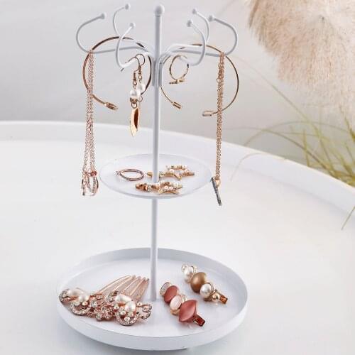3 Layers Metal Earrings Necklace Ring Pendant Bracelet Jewelry Display Stand Tray Storage Racks Organizer Holder