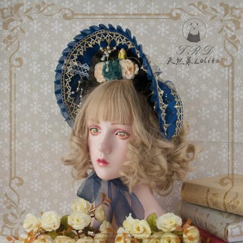 Victorian Lolita Hat Golden Lace Tea Party Lolita BB Hat Classical BntVictorian Lolita Hat Golden Lace Tea Party Lolita BB Hat