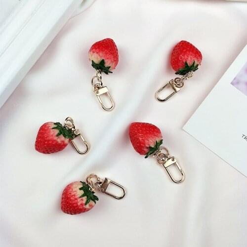 Cute Strawberry Key Holder Decorative Pendant Creative Fruit Kawaii phone Keychain Girl Backpack Accessories Fashion Ornaments