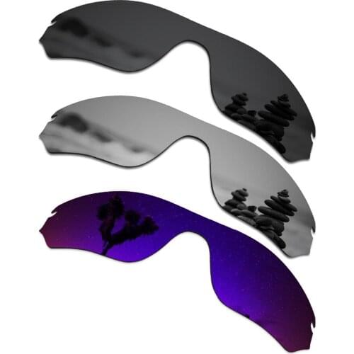 SmartVLT 3 Pieces Polarized Sunglass Replacement Lenses for Oakley Radar Edge Stealth Black & Silver Titanium & Plasma Purple