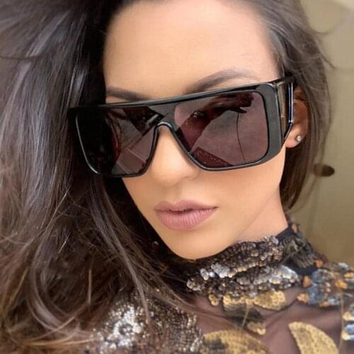 Oversized Square Frame Women Men Sunglasses Yellow Blue Pink Lens UV400 Eye Protection Girl Sexy Ladies Fashion Outdoor Eyewear