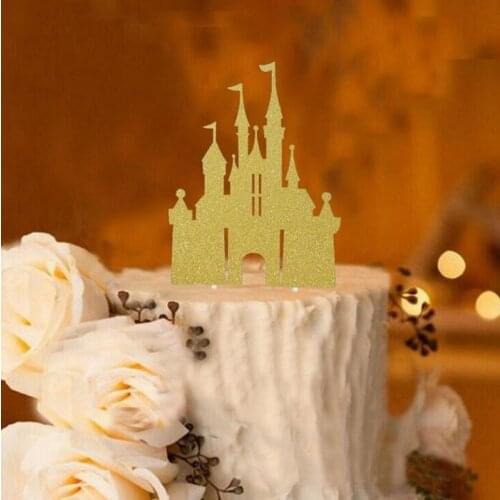 Cake toppers paper banner glitter castle for Cupcake Wrapper Baking Cup birthday tea party decoration baby shower