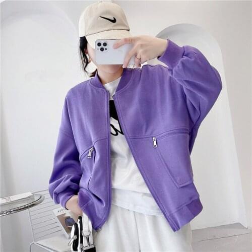 2021 Spring Short Windbreaker Coat Women Korean Fashion Long Sleeve Zipper Outerwear Ladies Plus Size Loose Jacket Trend G1234