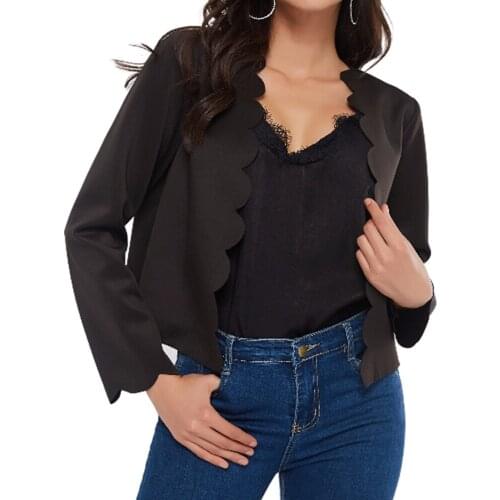 Jacket Women Cardigan Elastic Solid Elegant Simple Black Streetwear Autumn Goth Casual Outerwear Stylish Sexy Crop Top Base Coat