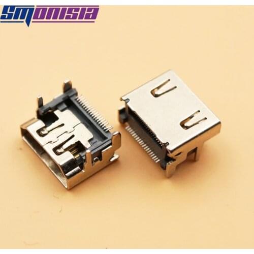 Smonisia 100PCS Copper HDMI-compatible Plated Gold HD 19P Patch HD Transmission Gold-plated HDMI-compatible Socket