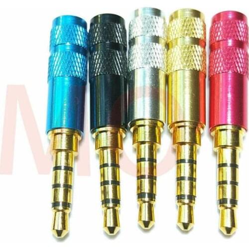 100pcs Gold plated mini male 3.5mm 4pole Earphones plug Solder Cable connector