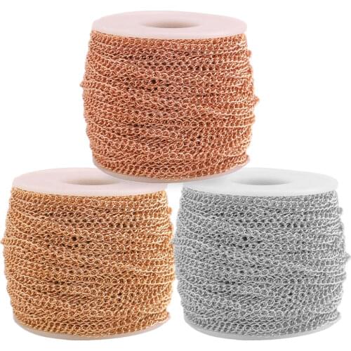 2m Lot Rose Gold Stainless Steel Bracelet Welded Extension Tail Chain Bulk Necklace Extender Gold Chains for DIY Jewelry Making