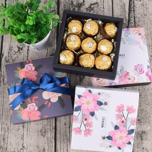 2pcsUpscale Color Box Bronzing Merci Candy Drawer Bag French Thank You Wedding Favors Gift Box Package Birthday Party Favor Bags