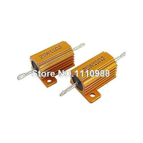 2 Pcs Gold Tone Aluminum Housed Resistors 25W 15 Ohm 5